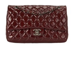 Medium Classic Double Flap,Glazed Calfskin,Burgundy,12290028 (2008/9),2*